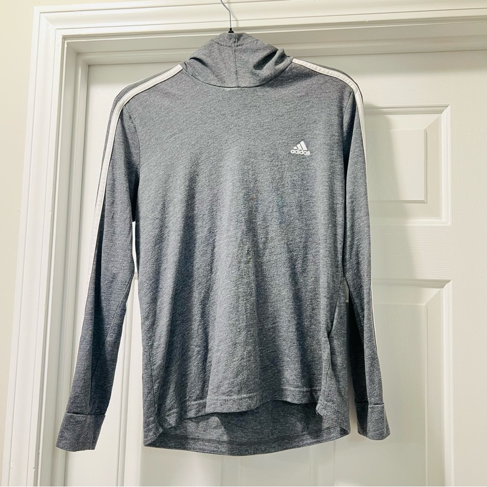 Adidas Pull-over Lightweight Jacket Medium Grey white stripes hoodie